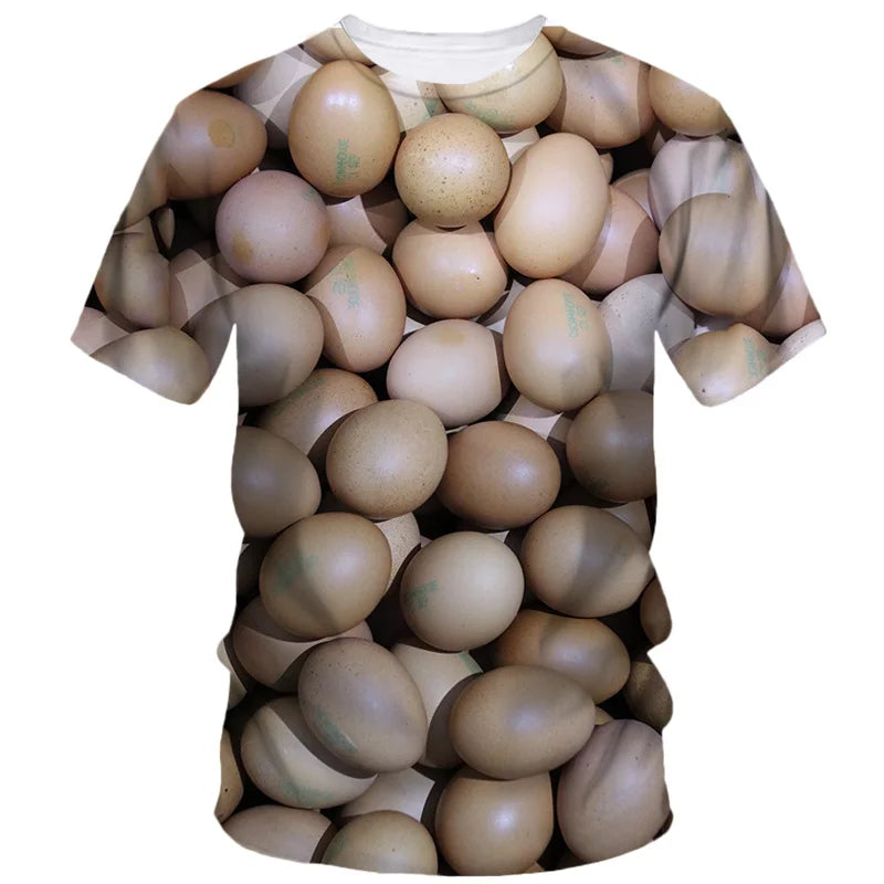 Creative Funny Egg 3d Printed T Shirt Men Summer Short Sleeve Harajuku Casual Loose T-Shirt Fashion Street Comfort Tees Clothing