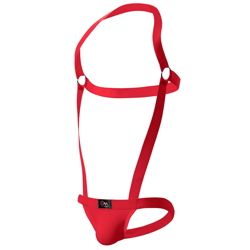 Men's Sexy Elastic Suspender Thong Tights Porn Bare Buttocks Jockstrap Backless Harness Jumpsuit Exotic Adult 18+ Outfit