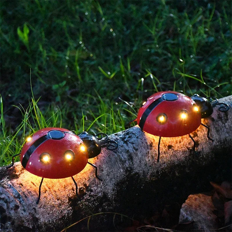 Outdoor Solar Ladybug Lamp Waterproof Garden Statue Wall Hanging Light Powered Light For Garden Outdoor  Decetion LED Solar Lamp