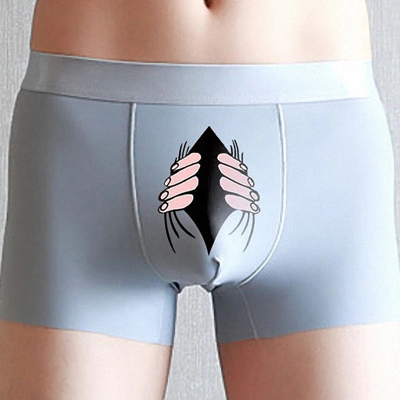 Men Silk Underwear Cartoon Boxer Mens Boxers Creative Funny