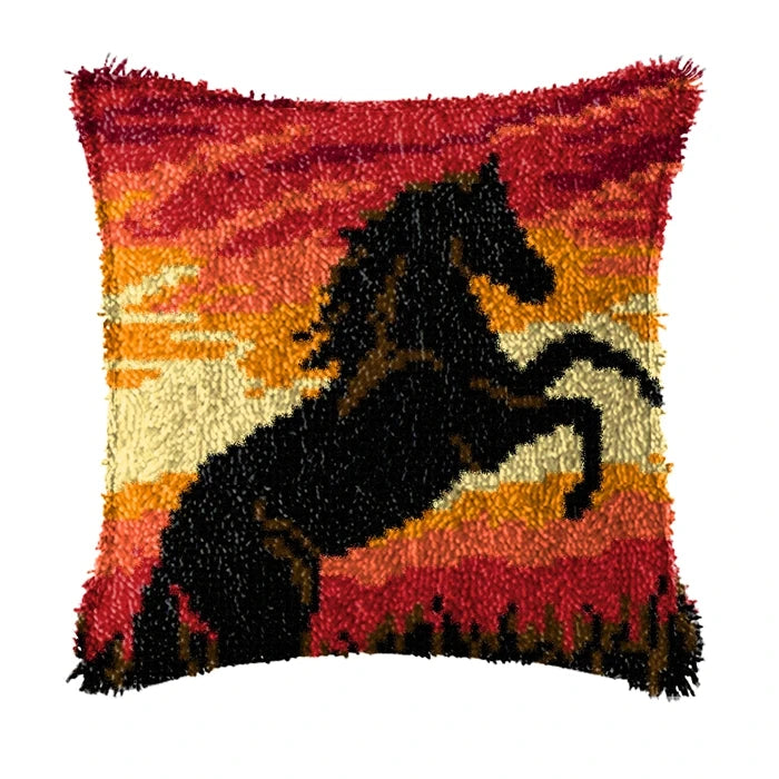 Cow Horse Elephant Animal Carpet Embroidery Set Cartoon Cat Smyrna Latch Hook Kit DIY Knot Pillow Package Pillow Buttons Package