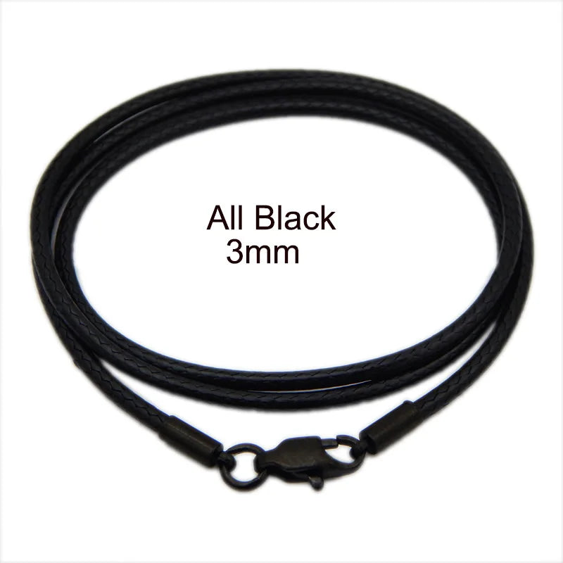 Leather Cord Waxed Rope Chain Necklace for Women Men Pendant with Stainless Steel Lobster Clasp Connector Snake Collar 40-70cm