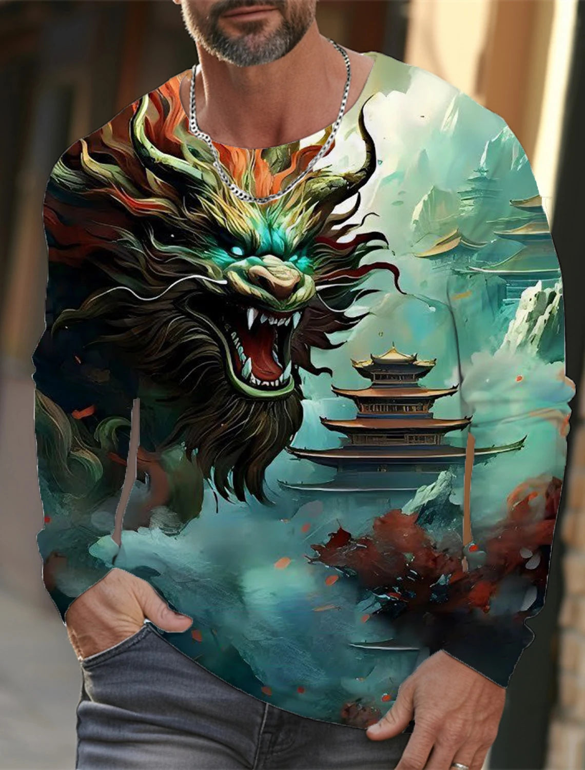 2024 luck for Dragon yea 3d T-shirt autumn men's shirt 3d printed T-shirt casual long sleeve street born in the year
