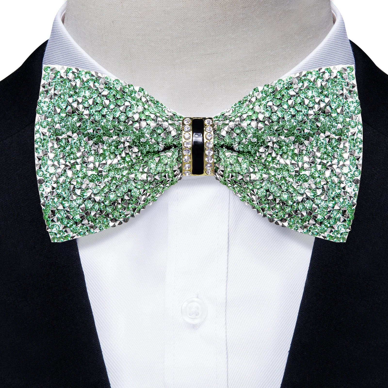 Sparkle Rhinestone Bow Ties for Men Pre-Tied Diamond Sequin Bowtie with Adjustable Length Wedding Party