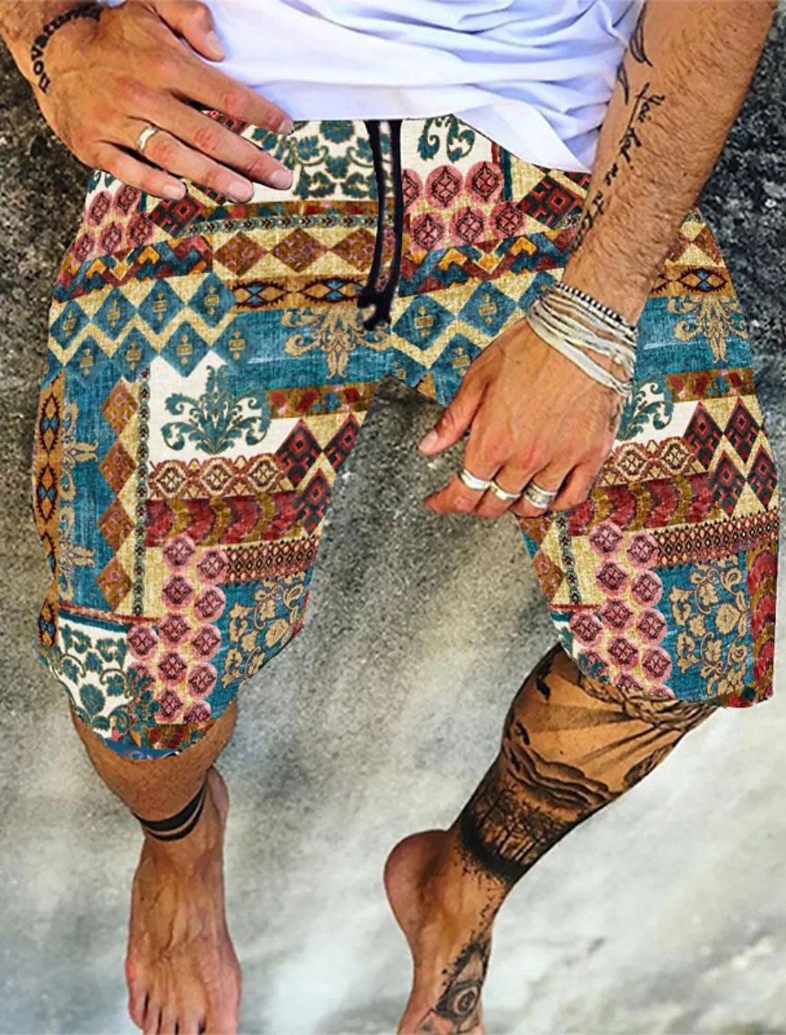 Men's Retro Swim Trunks 3D Ethnic Style Printed Beach Shorts Quick Dry Outdoor Leisure Sports Shorts Swimwear Men's Shorts