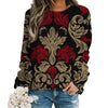 2024 New Women Halloween Crow Printed Casual Sweatshirt Round Neck Casual Basic Loose Fashion Women Designer Style