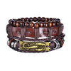 New Trendy Retro 4pcs/Set Bracelets & Bangles Men's Multilayer Black Leather Jewelry Charm Pulseiras Boyfriend Wristband
