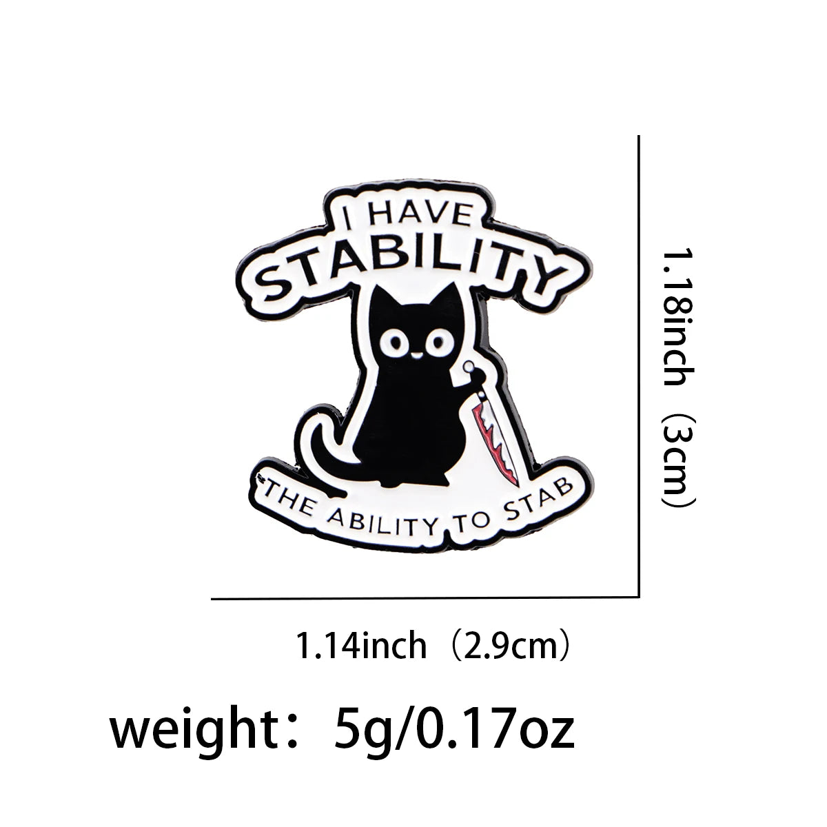 Funny Black Cat Enamel Pin Cartoon Knife Brooch Pines Lapel Pins Badge on Backpack Clothing Accessories Halloween Jewelry Gift