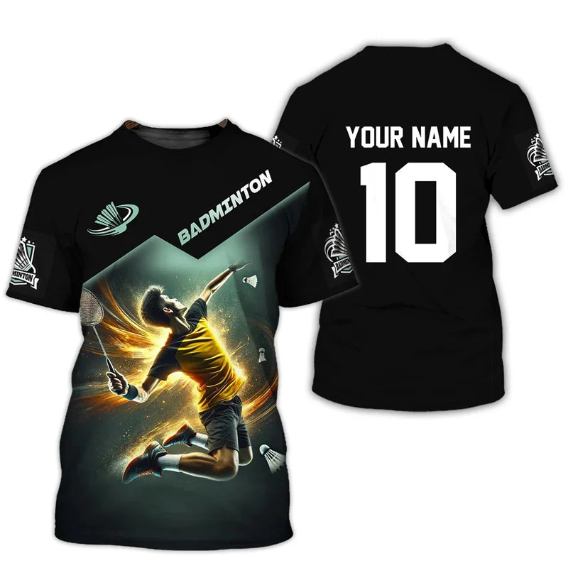 Fashion Badminton Pattern T Shirt Men Kids Summer Sports Short Sleeve Tops 3D Printed Tee Shirts Tracksuit Round Neck T-shirt