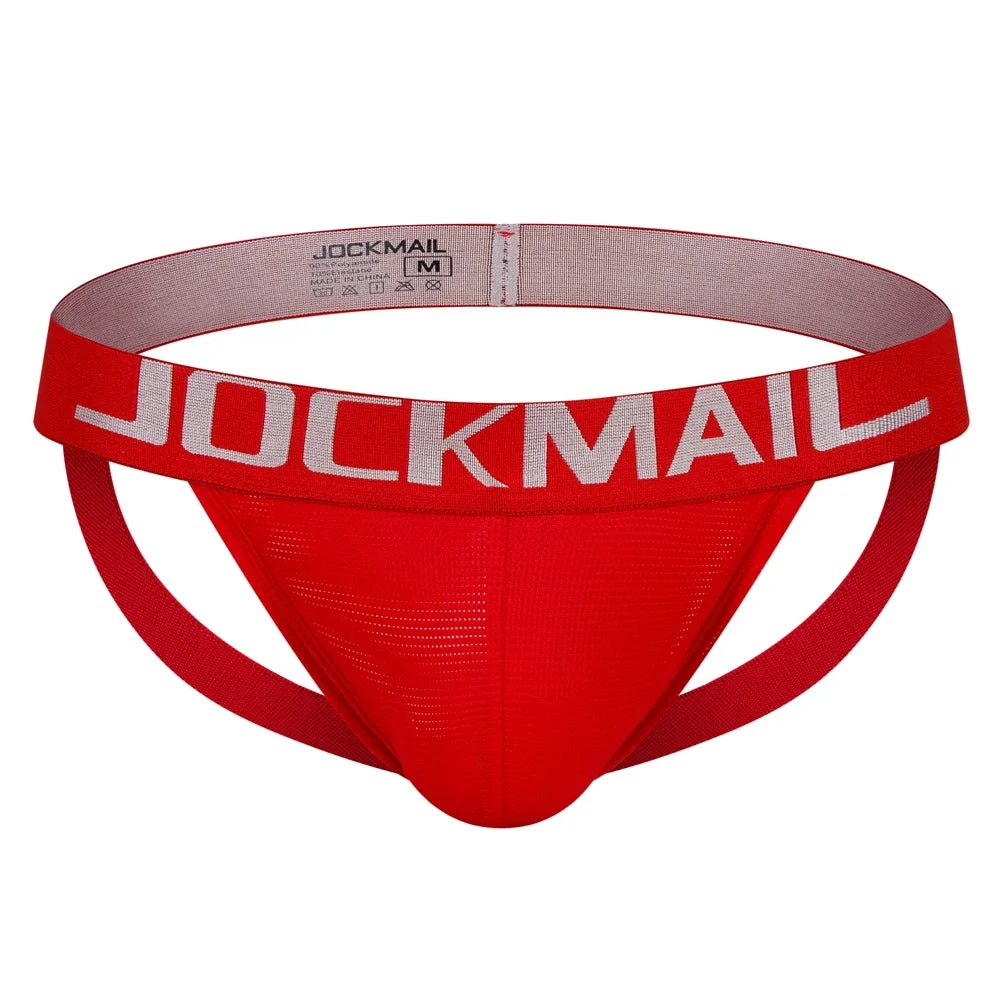 Jockmail Mens Jockstrap Mens Panties Sexy Tangas Mesh Ice Silk Gay Men Underwear Sissy Calzoncillos Hombre Slip Thong Fashion