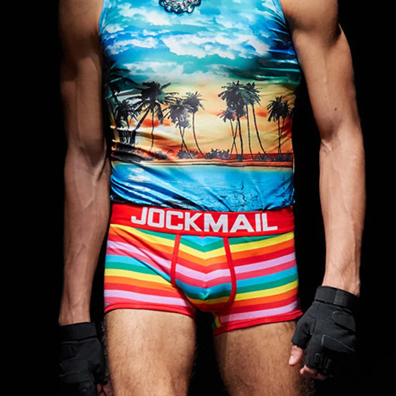 Jockmail boxers hombre Cotton Striped sexy low-rise mens underwear young couple calzoncillos hombres boy panties 4pc