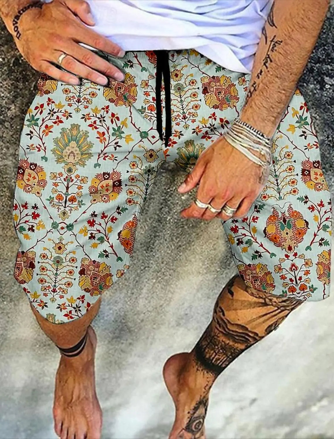 Men's Retro Swim Trunks 3D Ethnic Style Printed Beach Shorts Quick Dry Outdoor Leisure Sports Shorts Swimwear Men's Shorts