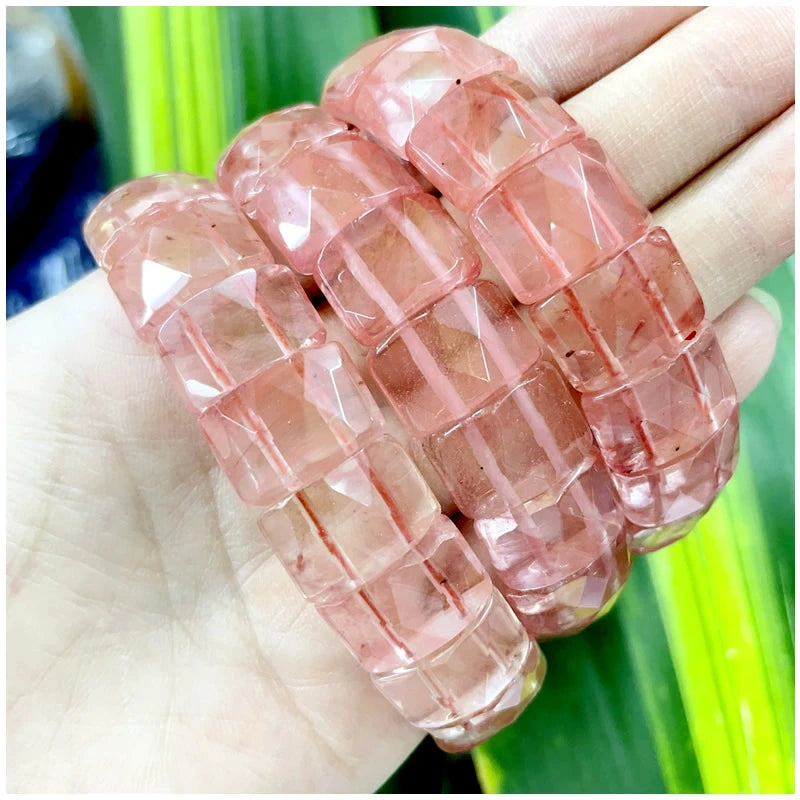 2024 New Natural Stone Lapis Lazuli Amazon Tiger Eye Agate Morgan Faced Square Elastic Bracelet for Men and Women Charm Jewelry