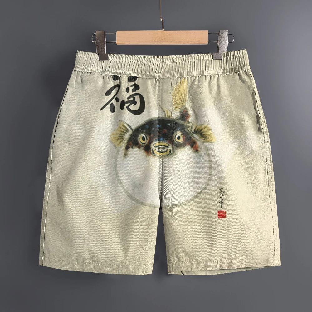 Men's Hawaiian 3D Japanese Pattern Beach Shorts Quick Dry Outdoor Leisure Sports Shorts Fashion Men's Shorts