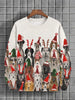 Men's Winter Skiing Animal Kitten Printed Casual Sweatshirt Fashion Round Neck Pullover Sweatshirt Polyester Fabric 2025 New