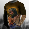 Fashion Casual Men's Long Sleeve T-Shirt 3d Printed Retro Jesus Christ Street Personality Loose O Collar Harajuku Oversized Top