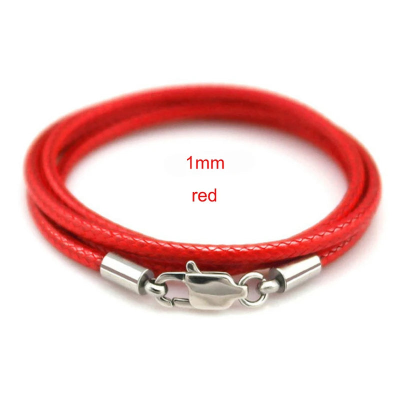Leather Cord Waxed Rope Chain Necklace for Women Men Pendant with Stainless Steel Lobster Clasp Connector Snake Collar 40-70cm
