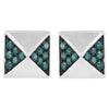 14K White Gold 1/4 Cttw Treated Blue Diamond Pyramid Stud Earring (Blue Color, SI1-SI2 Clarity)