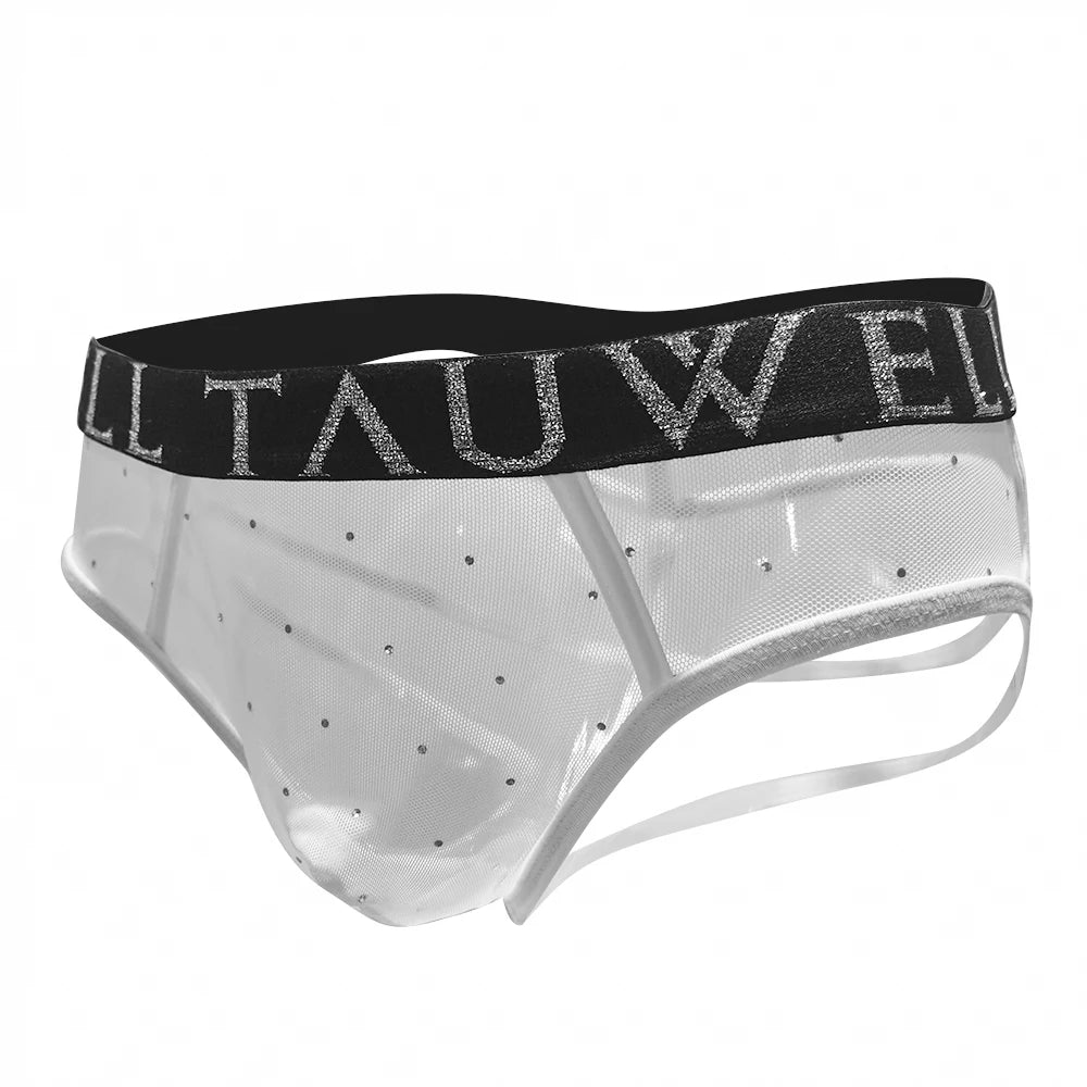 TAUWELL Men Sexy Briefs Transparent Underwear Thong Jockstrap Bondage Underpants Sexy Panties Briefs for Man