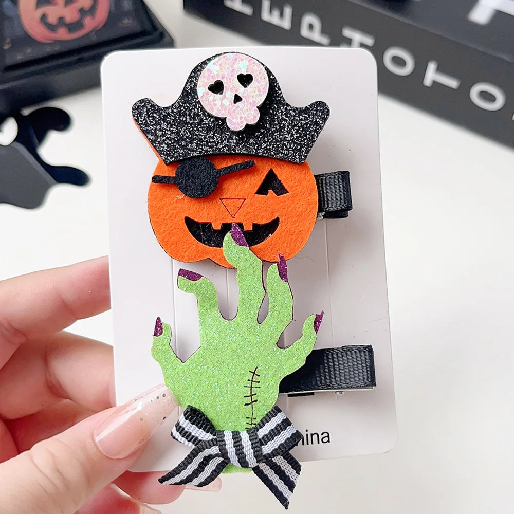 European Style Halloween Hair Clips Creative Pumpkin Ghost Bat Barrettes Themed Party Accessories Unisex