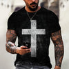 Christian Mens Clothing T Shirts Oversized T Shirt Gothic  Jesus Christ Cross 3D Print O-neck Tops Vintage Hip Hop Short Sleeve