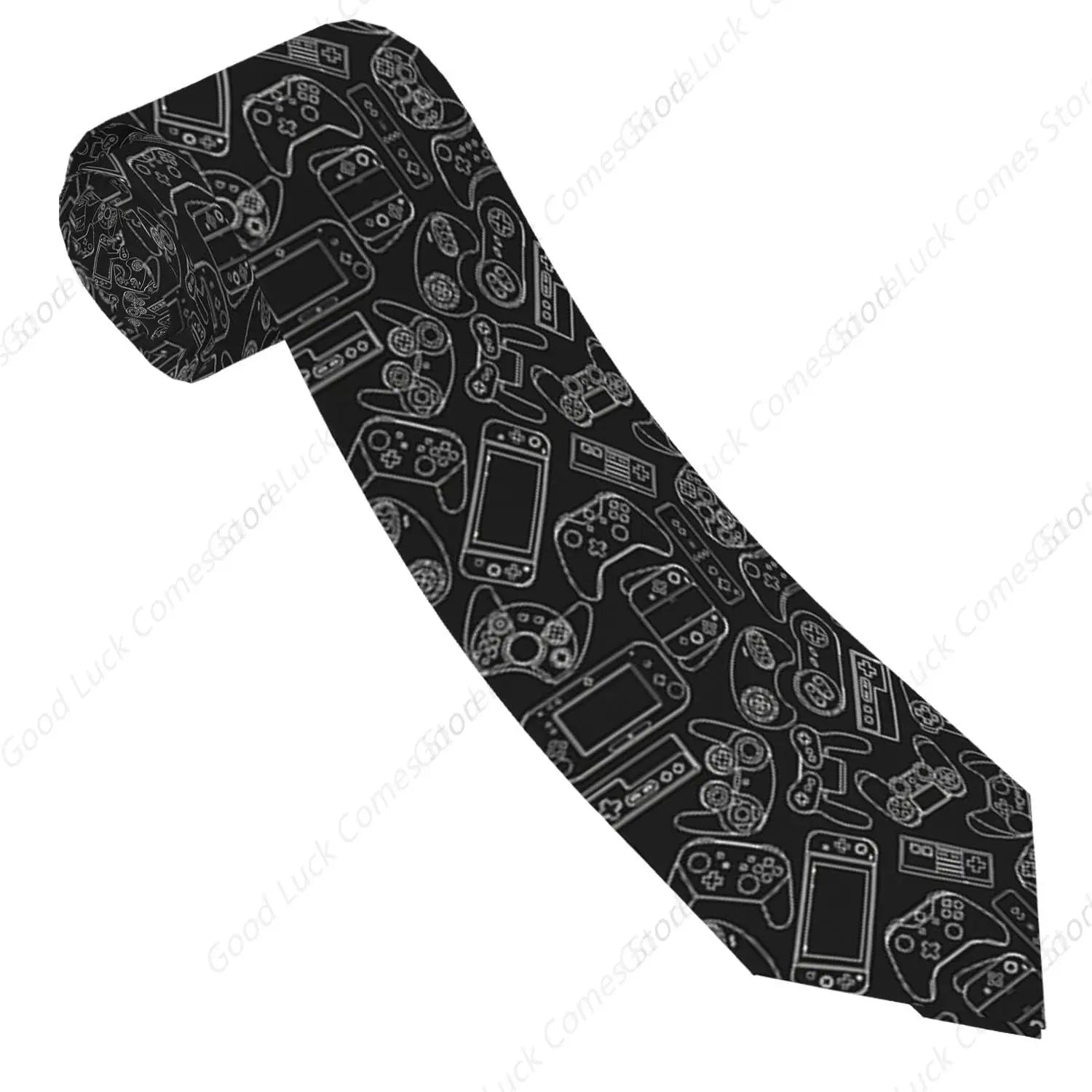 Video Game Controller Black Men's Tie Necktie Formal Business Suit for Men Wedding Groom Groomsmen Boyfriend