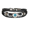 New Trendy Retro 4pcs/Set Bracelets & Bangles Men's Multilayer Black Leather Jewelry Charm Pulseiras Boyfriend Wristband