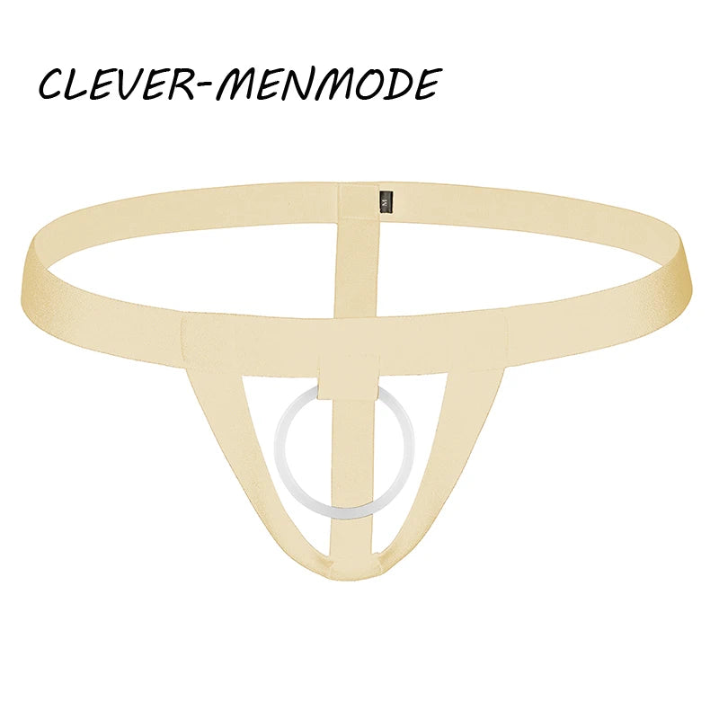 Men's Sexy Thong Exotic Hollow Out Lingerie Open Crotch Bottomless Underwear Penis Ring Panties Jockstrap Hombre