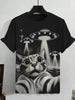 Men's Animal Funny Cat Printed T Shirt Short Sleeve Tees Tops 3D Print O-Neck Shirts Party Summer Casual Men's Clothing Apparel