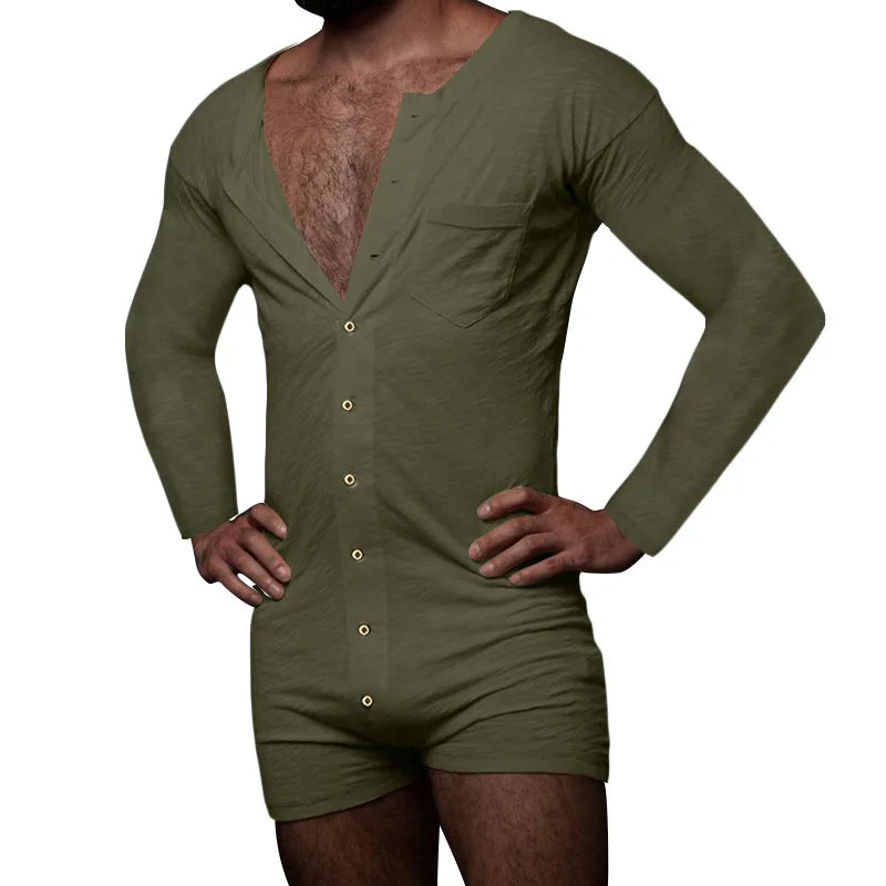 Solid Color Tight Jumpsuit Long Sleeved Jumpsuit Romper