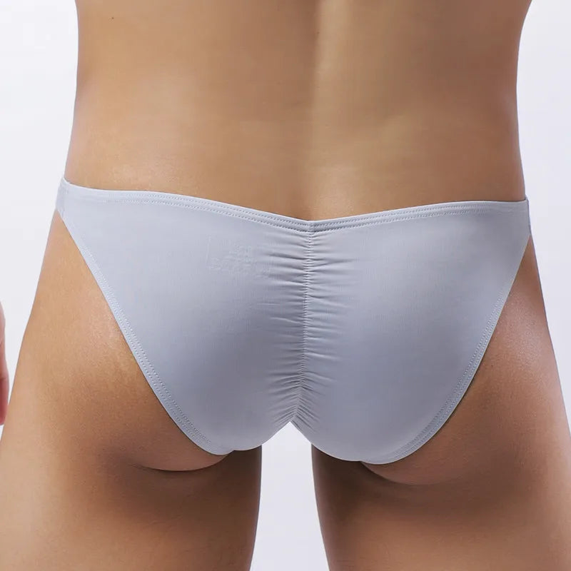 Wrinkle Large Size Briefs High Elastic Ice Silk Man Underwear