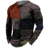 Vintage Men's Long Sleeve T-shirt Tops Plaid Print Autumn Oversized Sweatshirt Male O-neck Casual Daily Streetwear Men Clothing