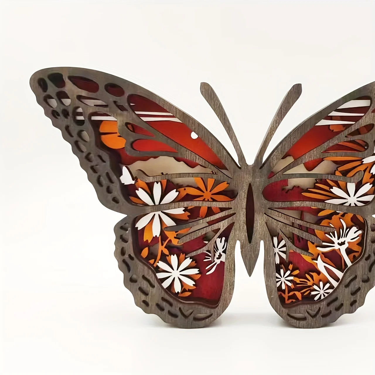 Wooden Hollow Christmas Animal Carving Desktop Home Craft Butterfly Ornament Living Room Decorative Accessory