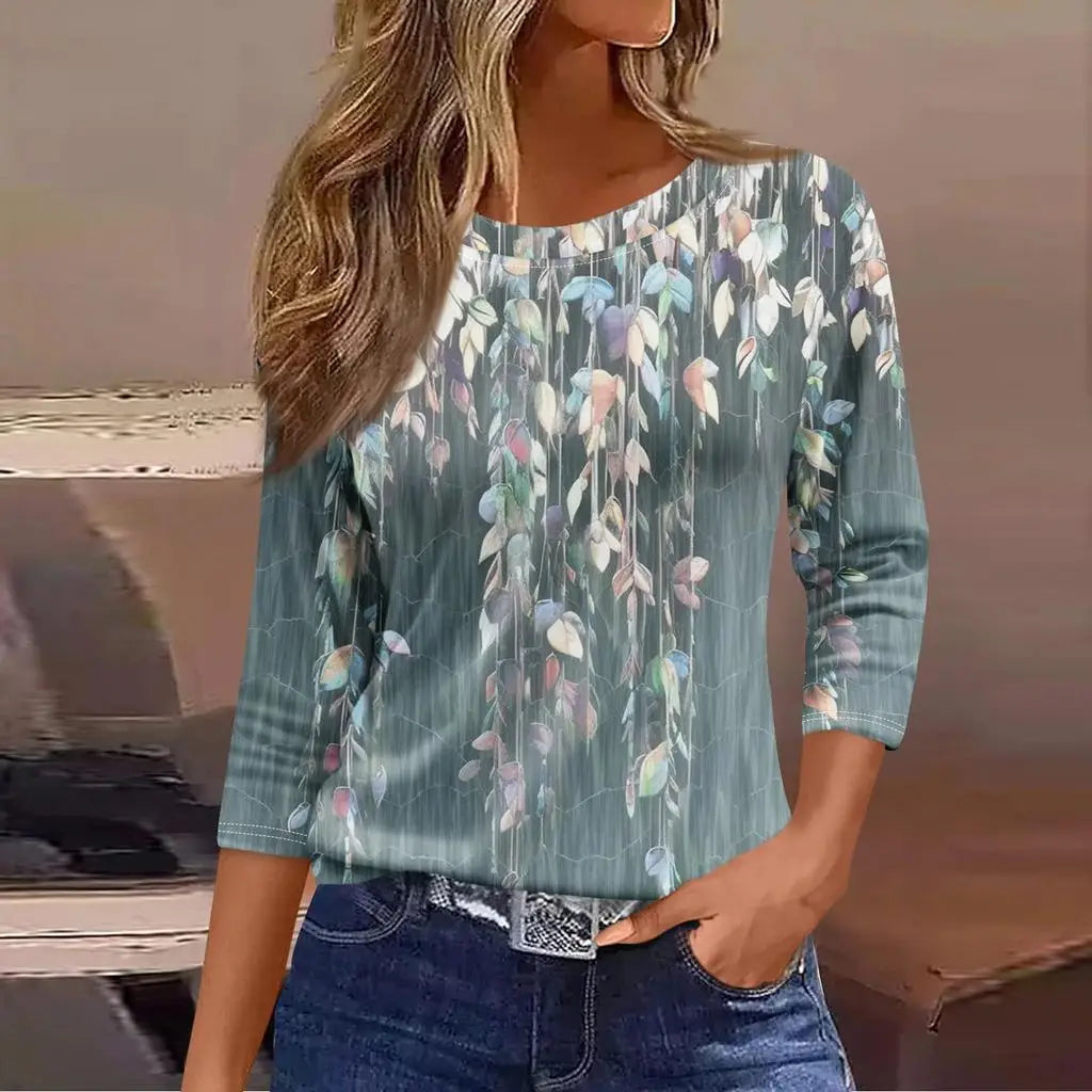 2024 New Women's Sweatshirt Designer Round Neck Long Sleeve Loose Casual Autumn Fashion Floral Fun Pattern Print Tops