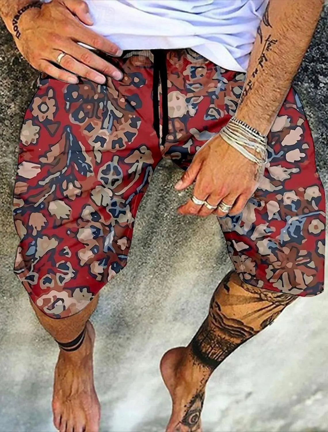 Men's Retro Swim Trunks 3D Ethnic Style Printed Beach Shorts Quick Dry Outdoor Leisure Sports Shorts Swimwear Men's Shorts
