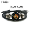12 Zodiac Signs Leather Bracelet for Men Women Virgo Libra Scorpio Aries Taurus  Braided Rope Bracelets Birthday Gift Wholesale