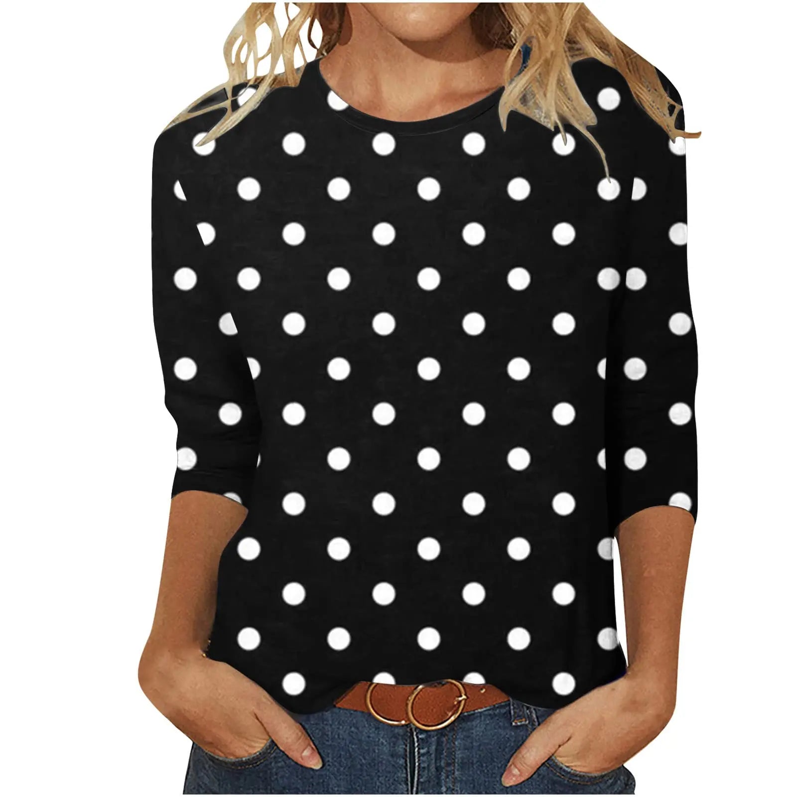 2025 New Women's Flower Fashion Print Long Sleeve T-shirt Sports Leisure Cute Polyester Ultra-thin Round Neck Long Sleeve