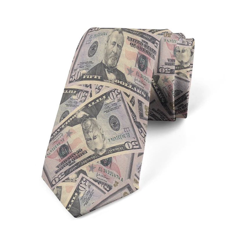 Interesting dollar pattern printing 8 cm wide tie fashion business shirt tie Pascual men's tie tie birthday gift
