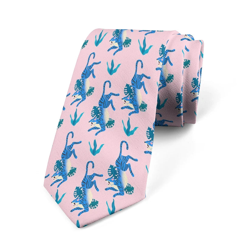 Fun and novel lobster and crab picture design tie fashion animal print men's tie wedding party Halloween shirt accessories