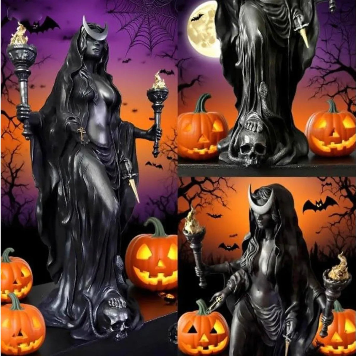 7.5 in Witch Statue Gothic Halloween Resin Figurine Fantasy Decor