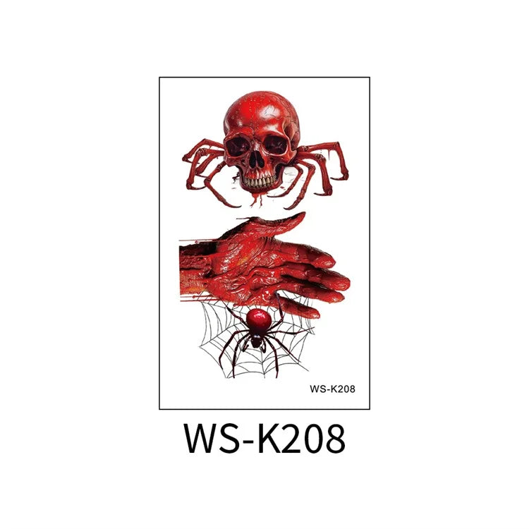 Halloween Big Scars 3D Tattoo Temporary Bloody Marks Skull Disposable Party Makeup Horrible Body Art Festival Sticker Waterproof