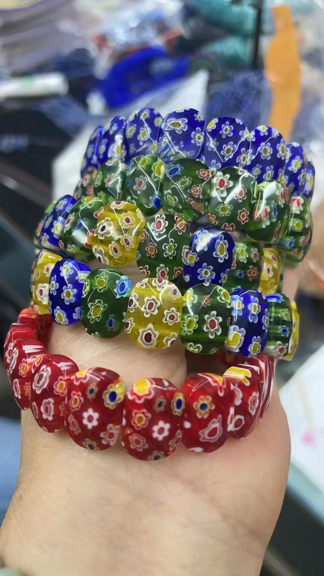 11X15MM Fashion Millefiori Glass Muran Floral Ellipse Lampwork Colour Flower Bracelet For Women Party Gift Cheap Items