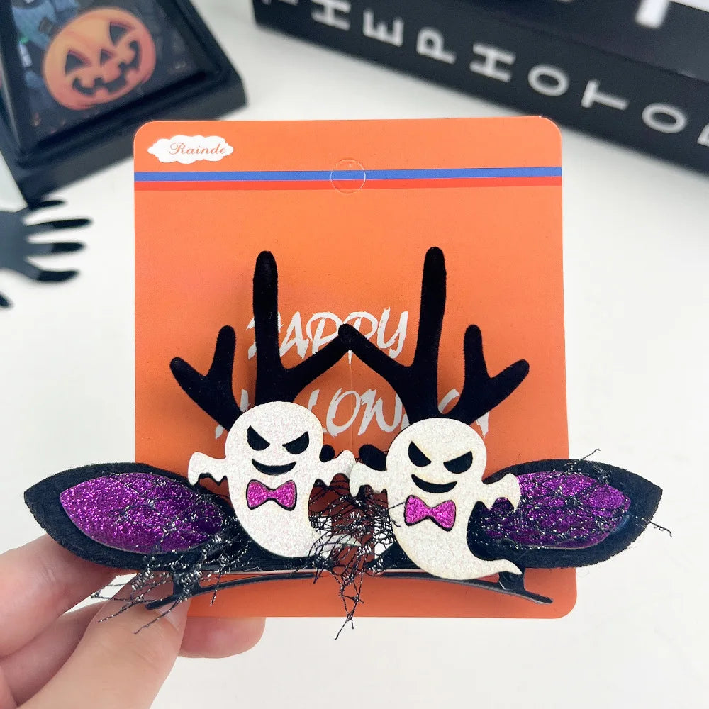 European Style Halloween Hair Clips Creative Pumpkin Ghost Bat Barrettes Themed Party Accessories Unisex