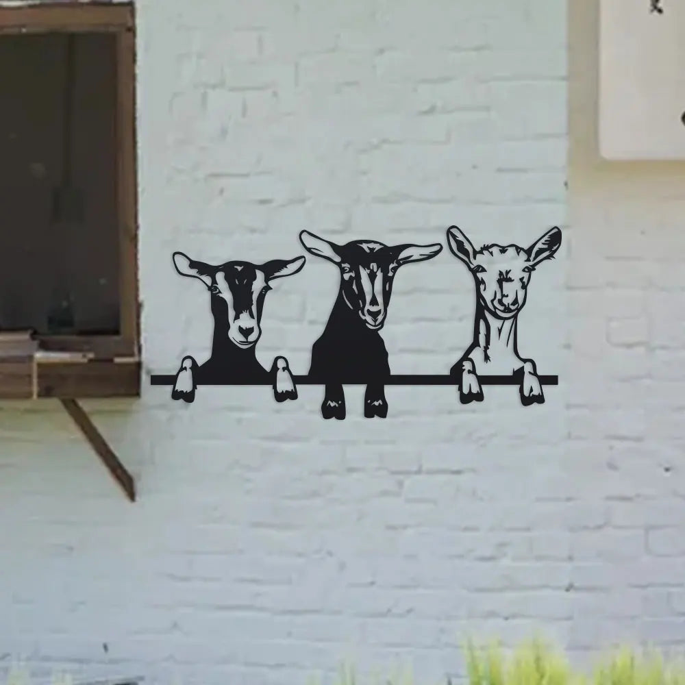 1Pc Indoor/Outdoor Iron Chic Goat Metal Wall Art for Living Room, Home & Garden, for Spring