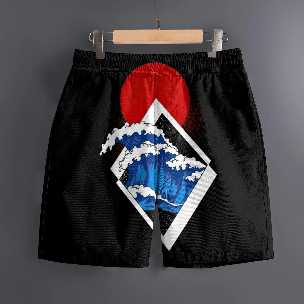 Men's Hawaiian 3D Japanese Pattern Beach Shorts Quick Dry Outdoor Leisure Sports Shorts Fashion Men's Shorts
