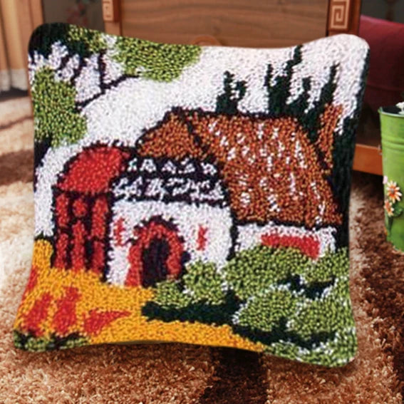 Latch Hook Rug Kit Pastel Embroidery Home decorations Pillow Case Set with Ergonomic Hook Tools