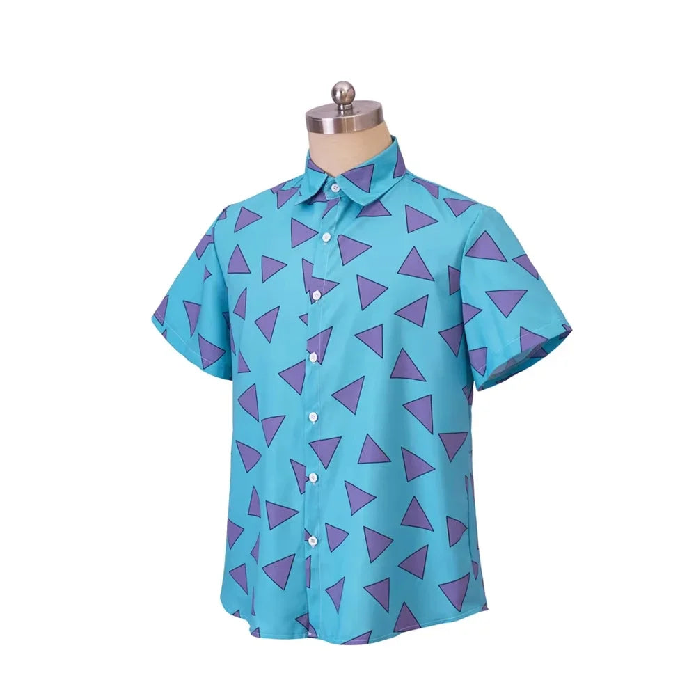 Summer Clothing Styling Is Cool and Refreshing Men's Casual Triangle Printed Button Down Shirt 90's Summer T-shirt Halloween