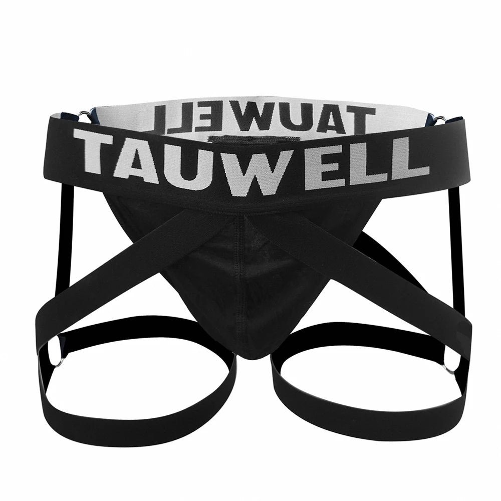 TAUWELL Mens Sexy Underwear Jockstrap Thong Bondage Lingerie Lowrise Briefs Leg Belt Thongs G-string Male Panties Gay Underpants