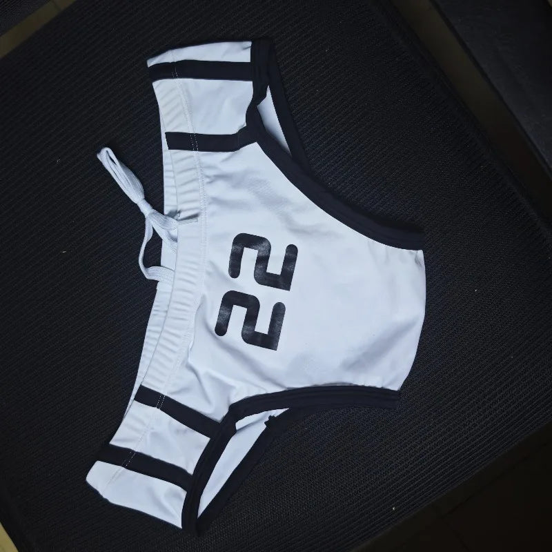 2026 Fashion Low waist triangle swimming trunks men's quick-drying lake-up Japanese tight beach tan white swimming trunks 220903