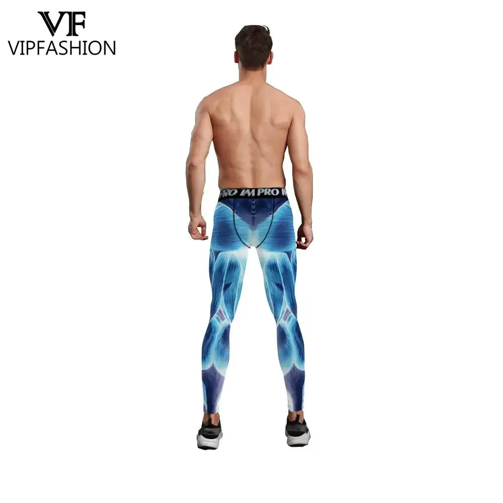 VIP FASHION 3D Muscle Printed Compression Leggings Gym Clothing Men Running Tights Jogging Pants Anime Party Cosplay Costume